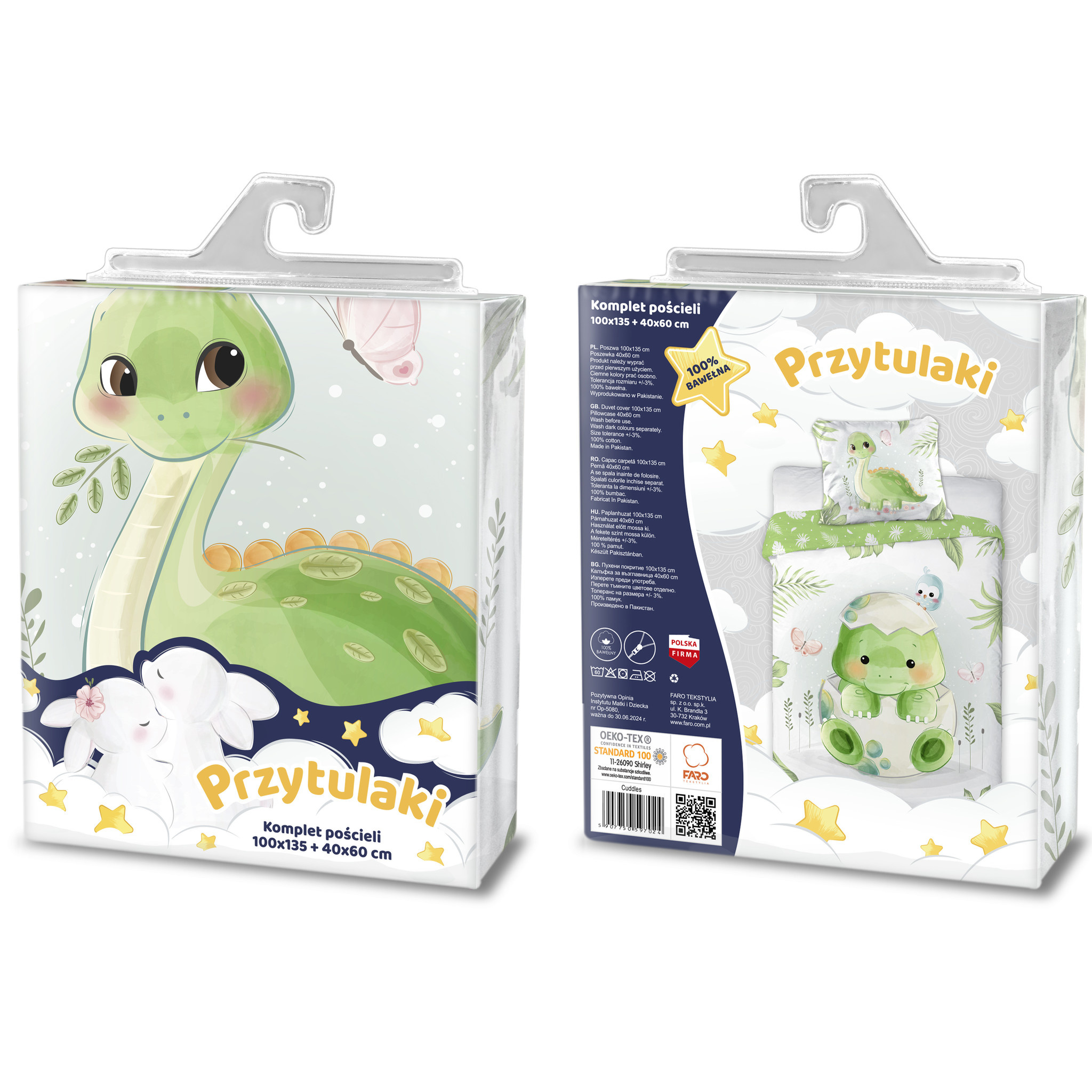 Cuddles BABY Dekbedovertrek, Dinosaurus - 100 x 135 cm - Katoen