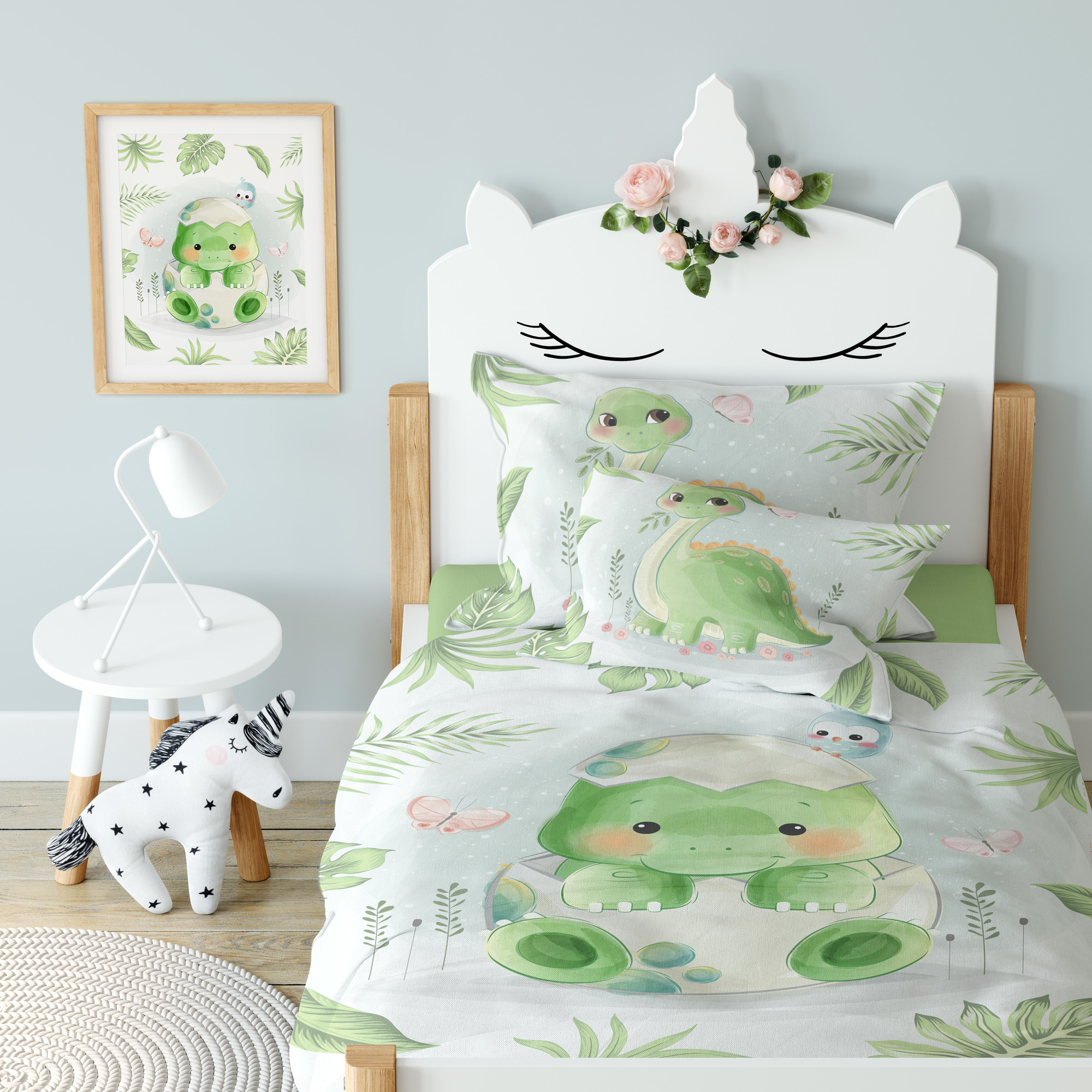Cuddles BABY Dekbedovertrek, Dinosaurus - 100 x 135 cm - Katoen