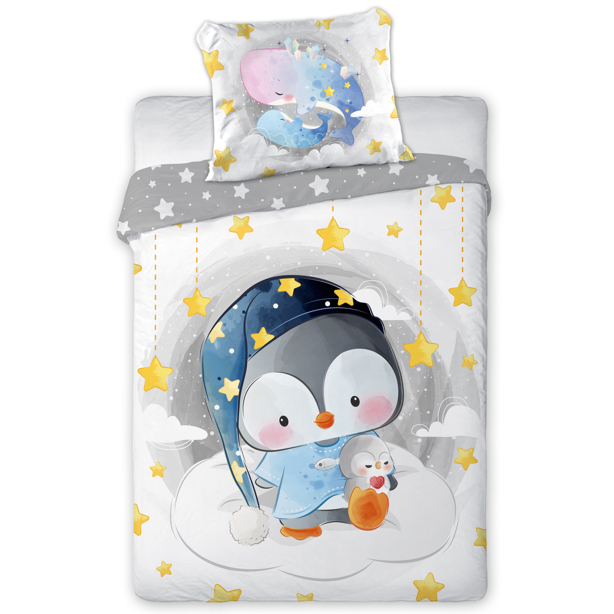 Cuddles BABY Dekbedovertrek, Pinguïn - 100 x 135 cm - Katoen
