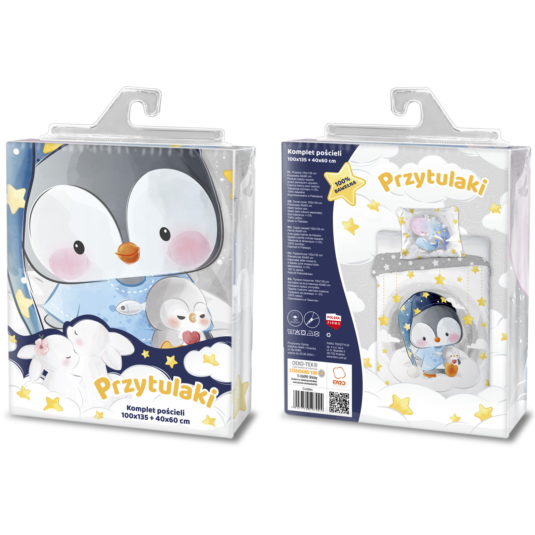 Cuddles BABY Dekbedovertrek, Pinguïn - 100 x 135 cm - Katoen