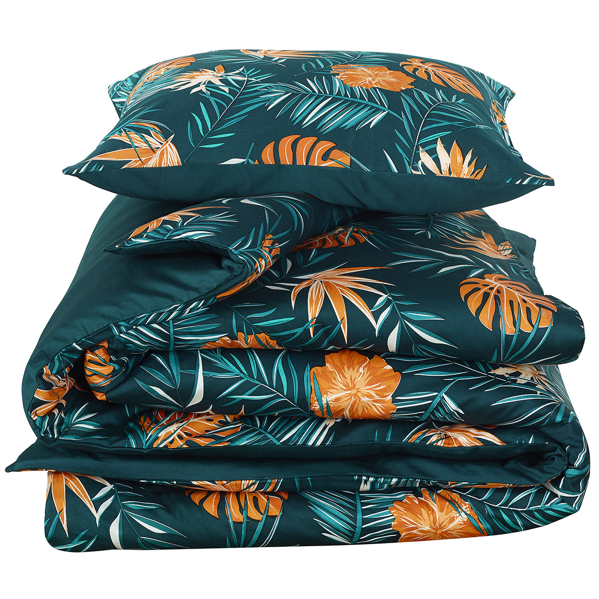 De Witte Lietaer Duvet cover Satin Bird of Paradise - Single - 140 x 200/220 cm - Green