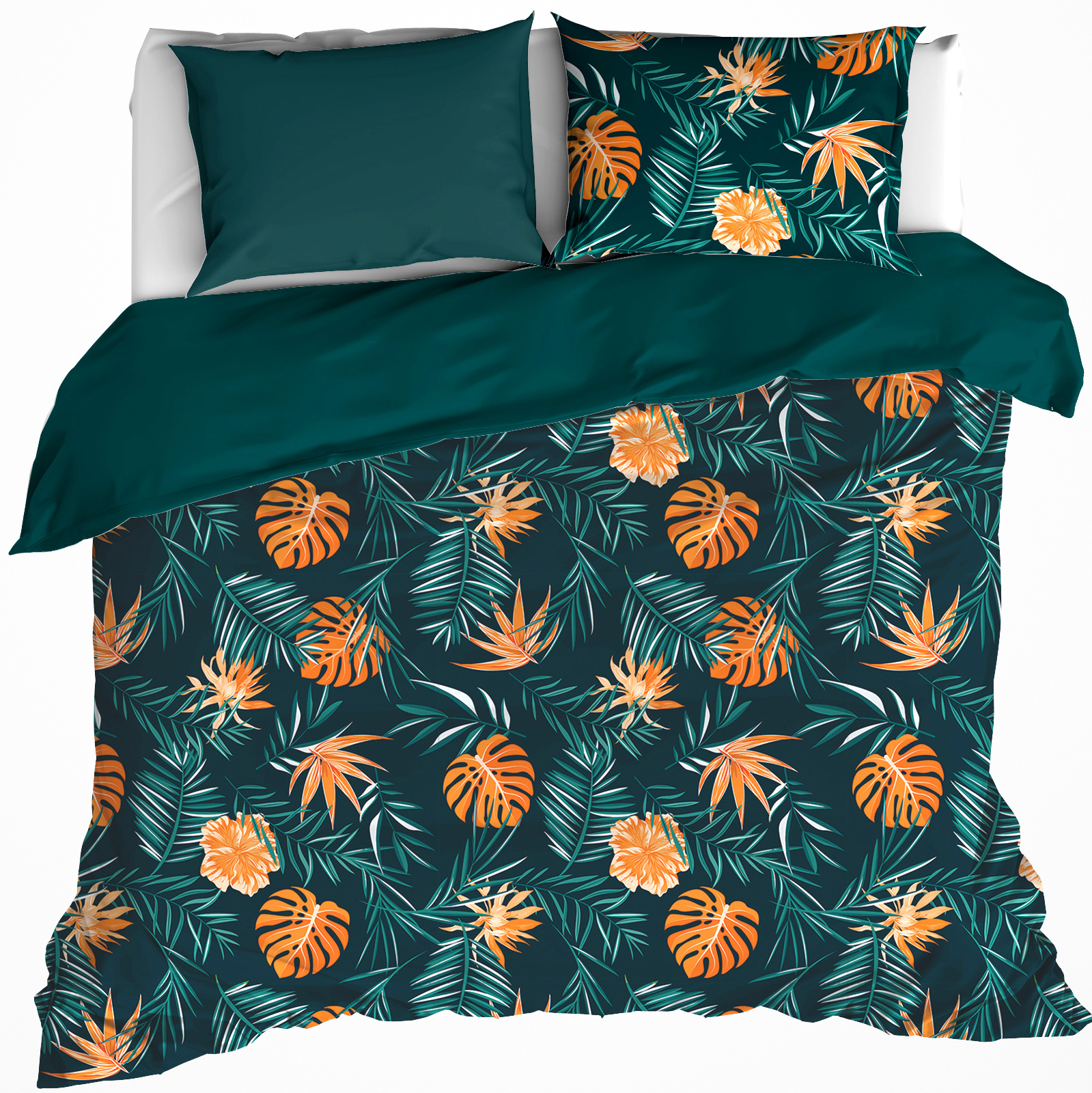 De Witte Lietaer Duvet cover Satin Bird of Paradise - Double - 200 x 200/220 cm - Green