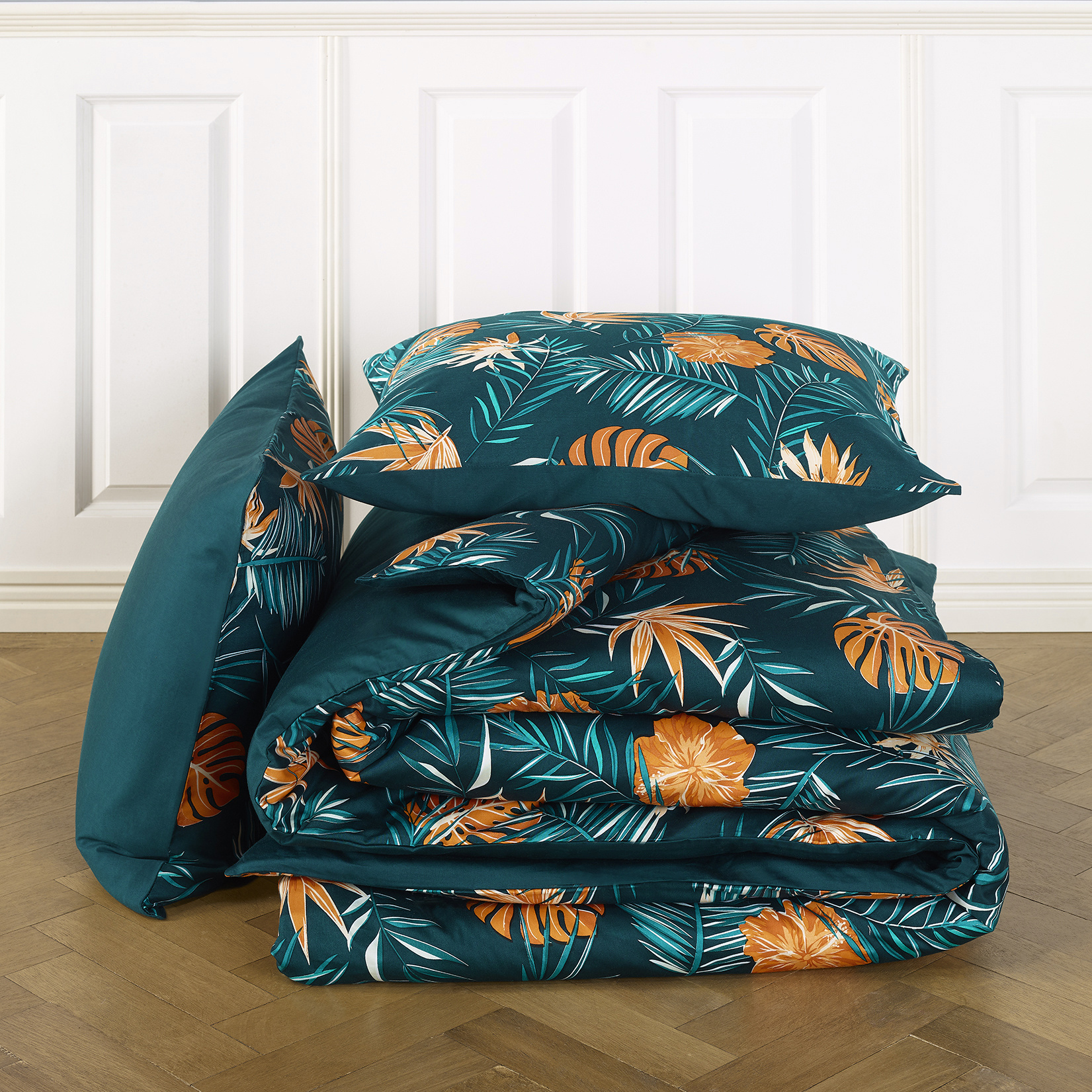 De Witte Lietaer Duvet cover Satin Bird of Paradise - Hotel size - 260 x 240 cm - Green