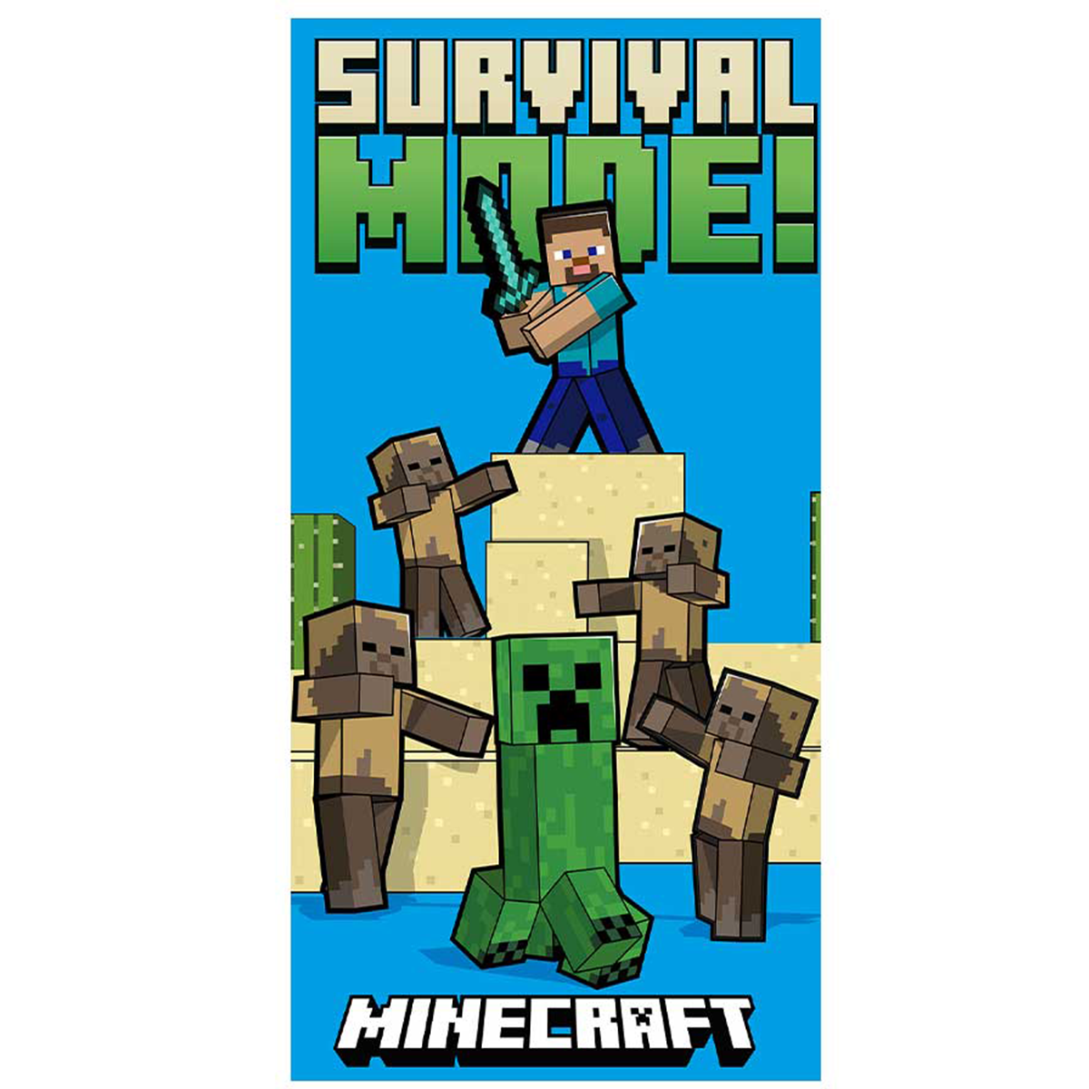 Minecraft Beach Towel, Survival Mode - 70 x 140 cm - Polyester