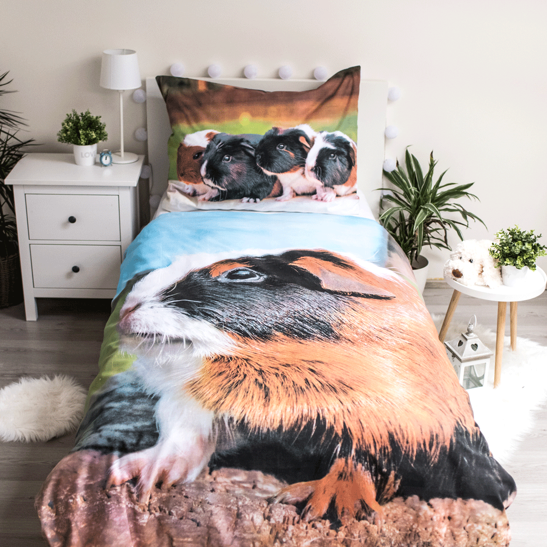 Animal Pictures Duvet cover, Guinea pig - Single - 140 x 200 cm - Cotton