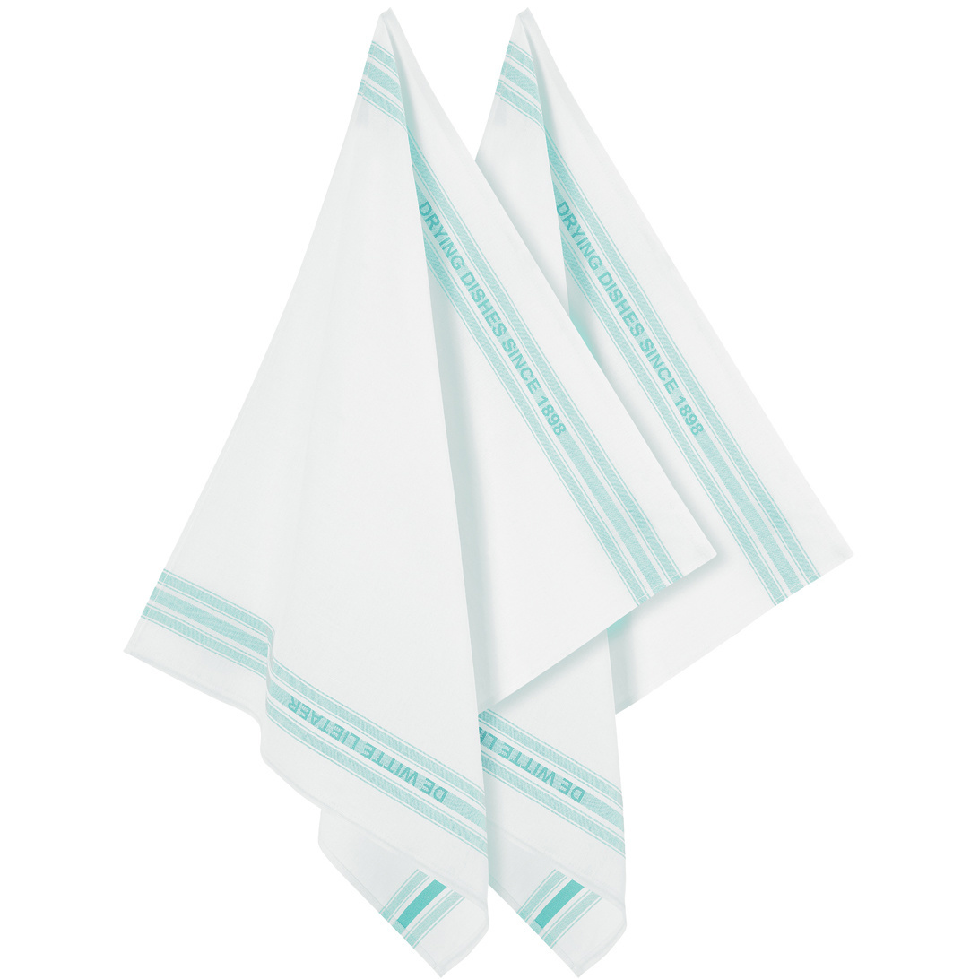 De Witte Lietaer Tea towel Dish, Aqua - 2 pieces - 65 x 70 cm - Cotton/Linen