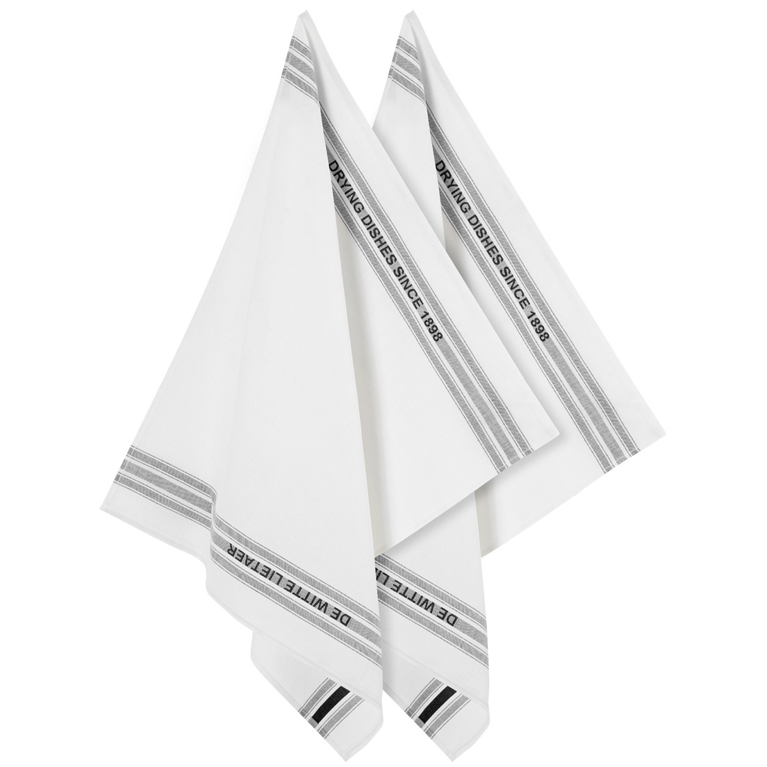 De Witte Lietaer Tea towel Dish, Black - 2 pieces - 65 x 70 cm - Cotton/Linen