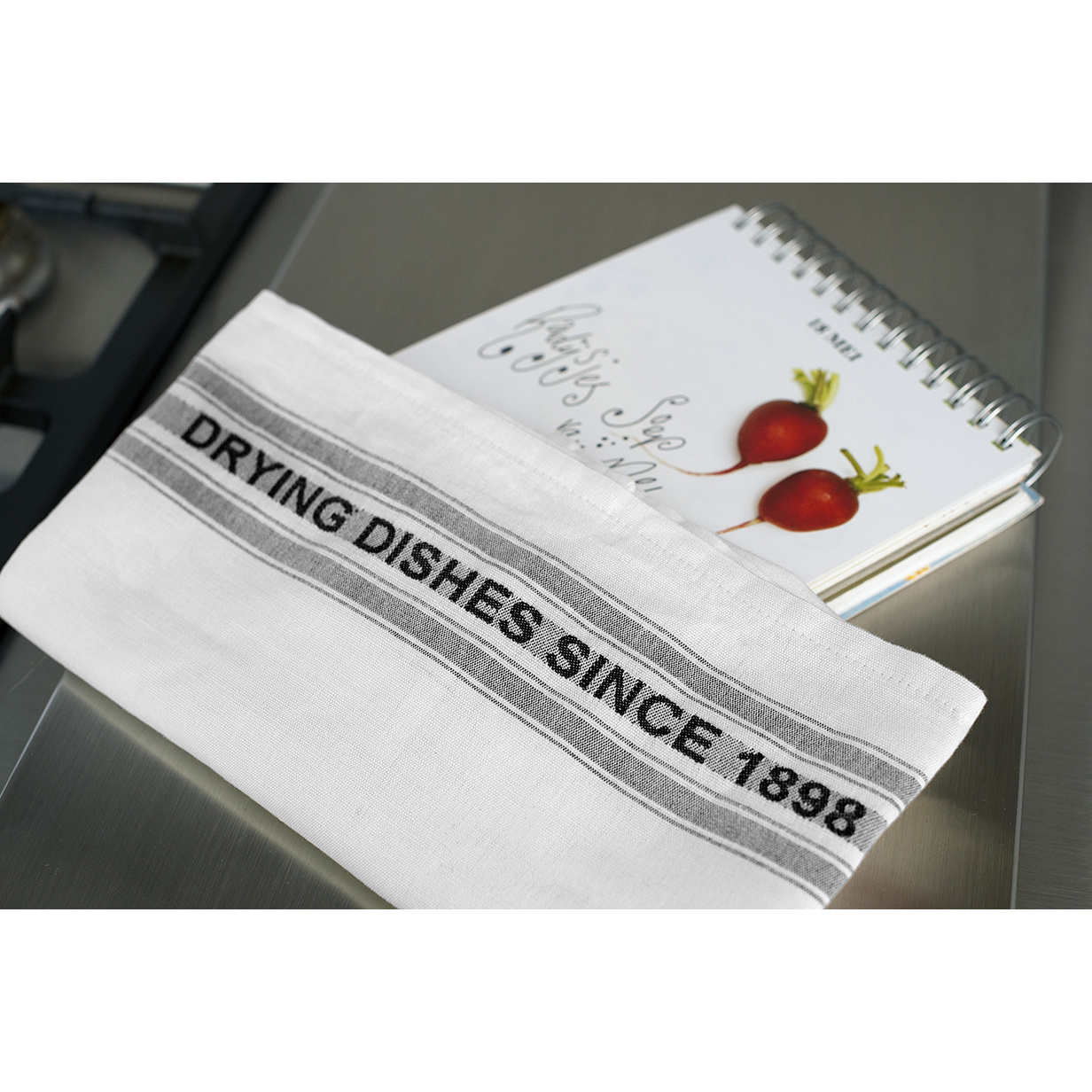 De Witte Lietaer Tea towel Dish, Black - 2 pieces - 65 x 70 cm - Cotton/Linen