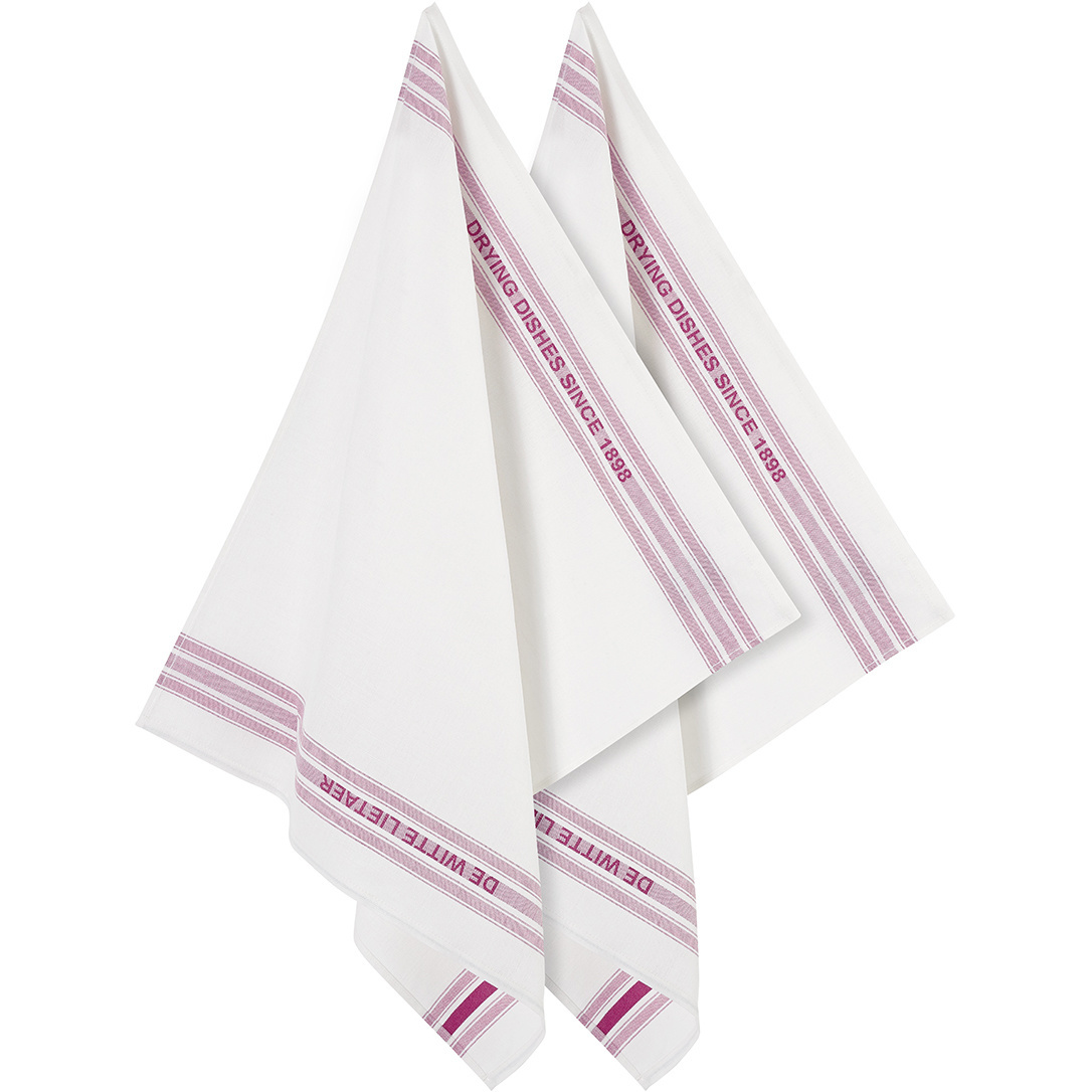 De Witte Lietaer Tea towel Dish, Fuchsia - 2 pieces - 65 x 70 cm - Cotton/Linen