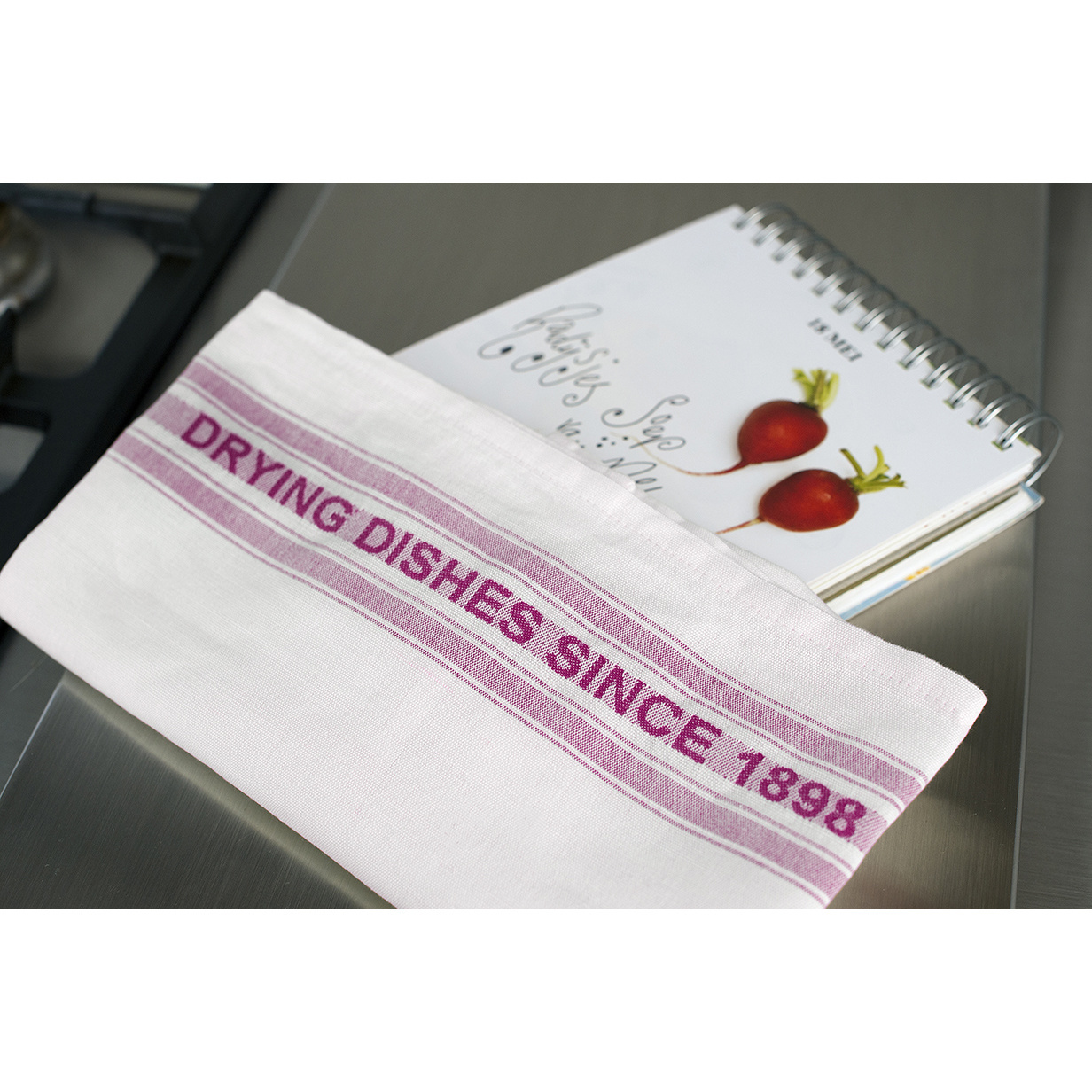 De Witte Lietaer Tea towel Dish, Fuchsia - 2 pieces - 65 x 70 cm - Cotton/Linen