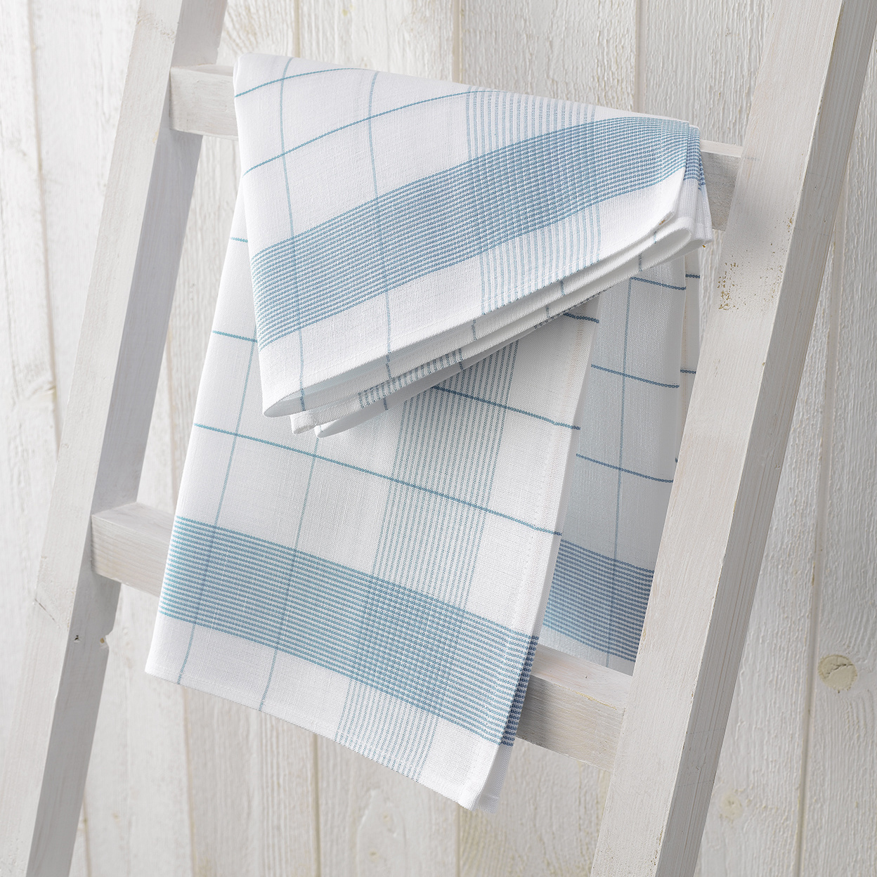 De Witte Lietaer Tea towel Mixte, Aqua - 2 pieces - 65 x 65 cm - Cotton/Linen