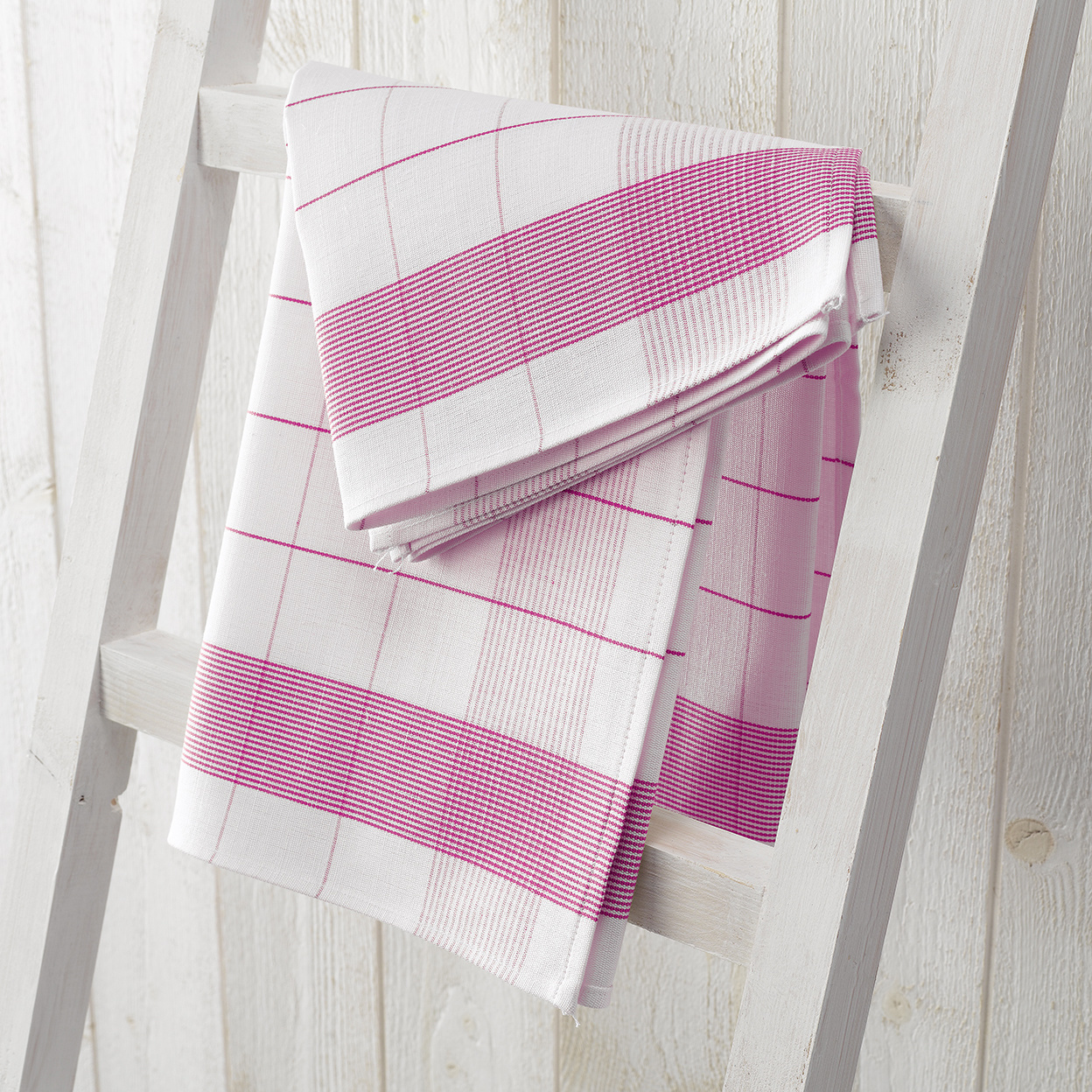 De Witte Lietaer Tea towel Mixte, Fuchsia - 2 pieces - 65 x 65 cm - Cotton/Linen