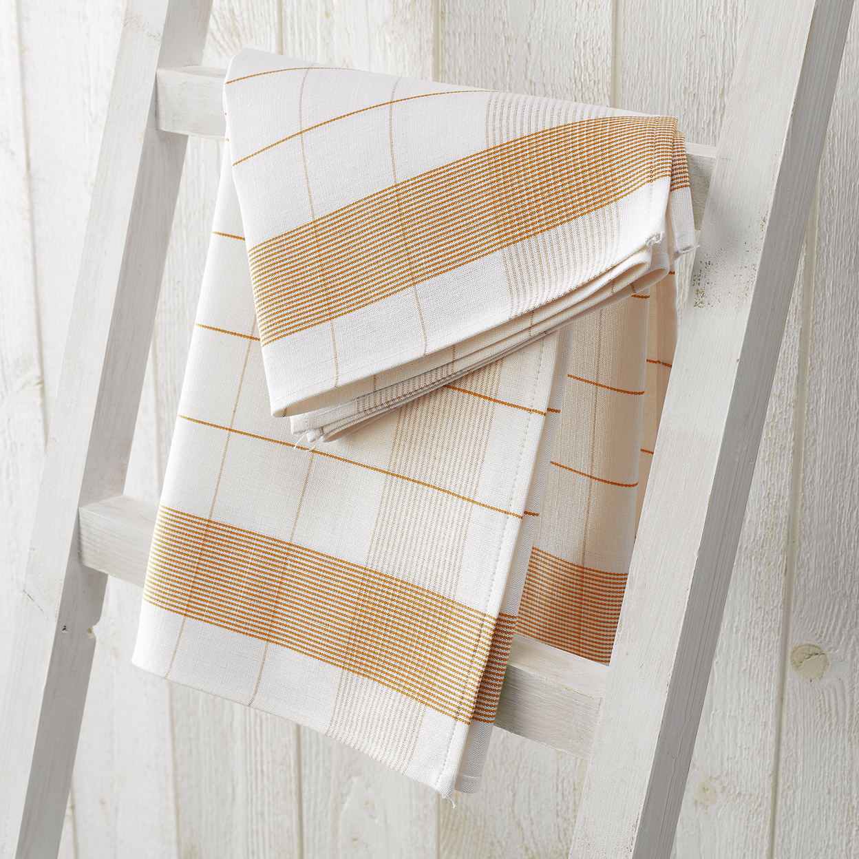 De Witte Lietaer Tea towel Mixte, Orange - 2 pieces - 65 x 65 cm - Cotton/Linen