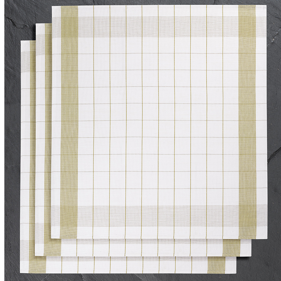 De Witte Lietaer Tea towel Mixte, Yellow-green - 2 pieces - 65 x 65 cm - Cotton/Linen