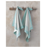 De Witte Lietaer Tea towel Pied de Poule, Aqua - 2 pieces - 65 x 65 cm - Cotton