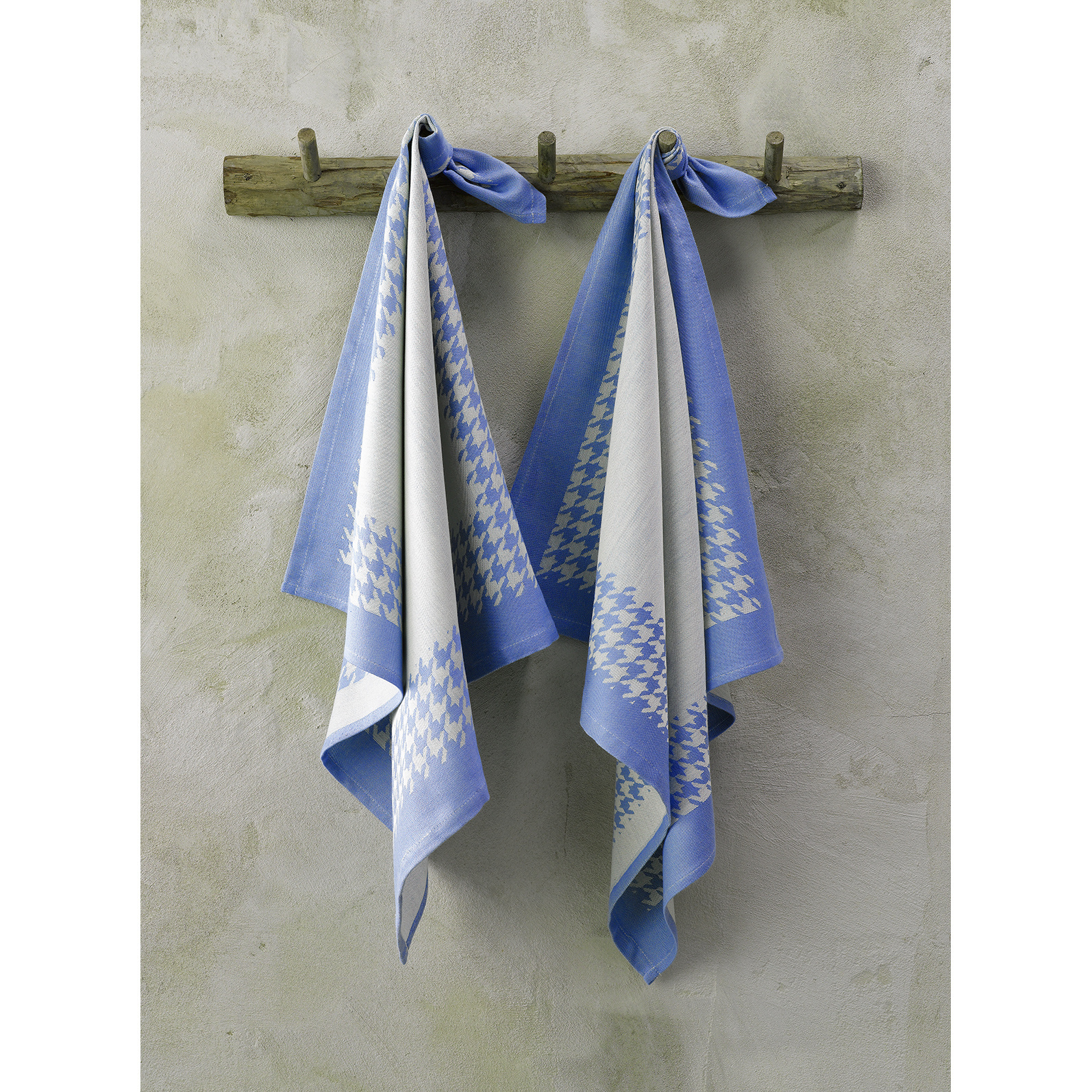 De Witte Lietaer Tea towel Pied de Poule, Blue - 2 pieces - 65 x 65 cm - Cotton