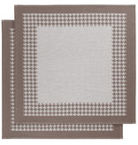 De Witte Lietaer Tea towel Pied de Poule, Mushroom - 2 pieces - 65 x 65 cm - Cotton