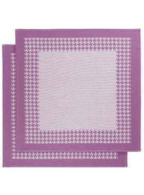 De Witte Lietaer Theedoek Pied de Poule Fuchsia 2 stuks 65 x 65 cm