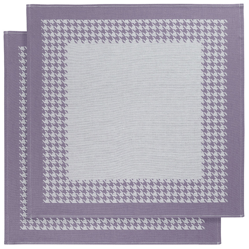 De Witte Lietaer Tea towel Pied de Poule, Lavender - 2 pieces - 65 x 65 cm - Cotton