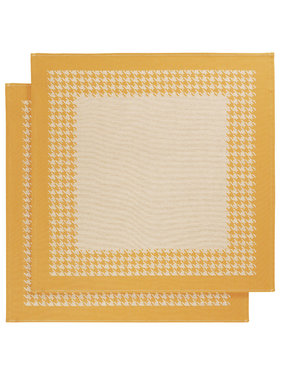 De Witte Lietaer Tea towel Pied de Poule Ocher 2 pieces 65 x 65 cm