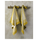 De Witte Lietaer Tea towel Pied de Poule, Ocher - 2 pieces - 65 x 65 cm - Cotton