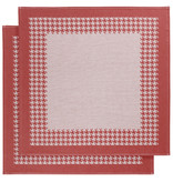 De Witte Lietaer Tea towel Pied de Poule, Red - 2 pieces - 65 x 65 cm - Cotton