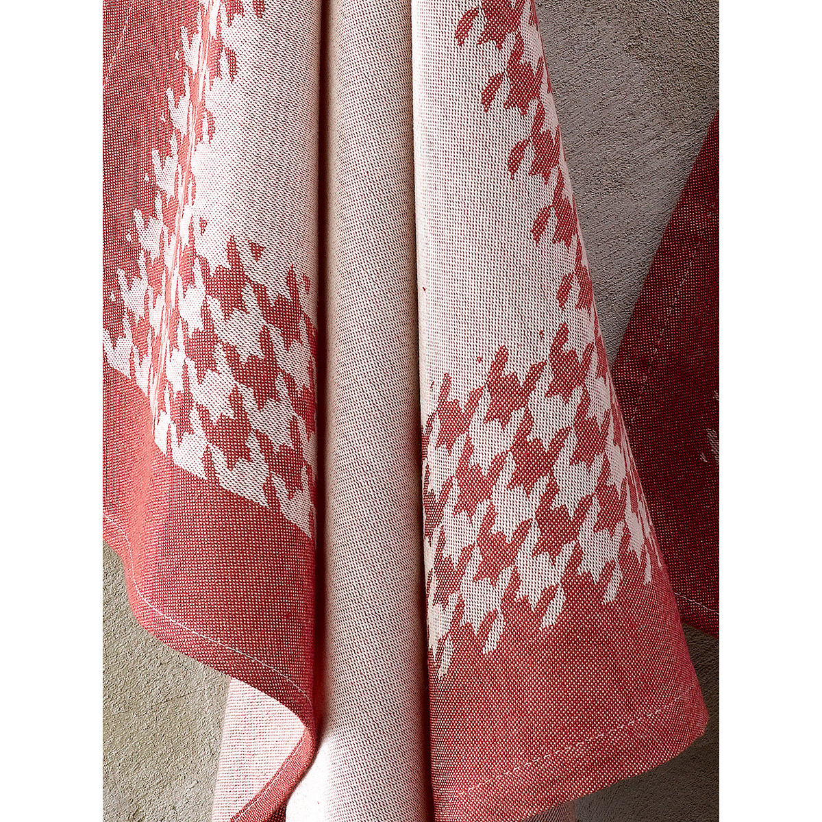 De Witte Lietaer Tea towel Pied de Poule, Red - 2 pieces - 65 x 65 cm - Cotton