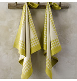 De Witte Lietaer Tea towel Pied de Poule, Yellow-green - 2 pieces - 65 x 65 cm - Cotton