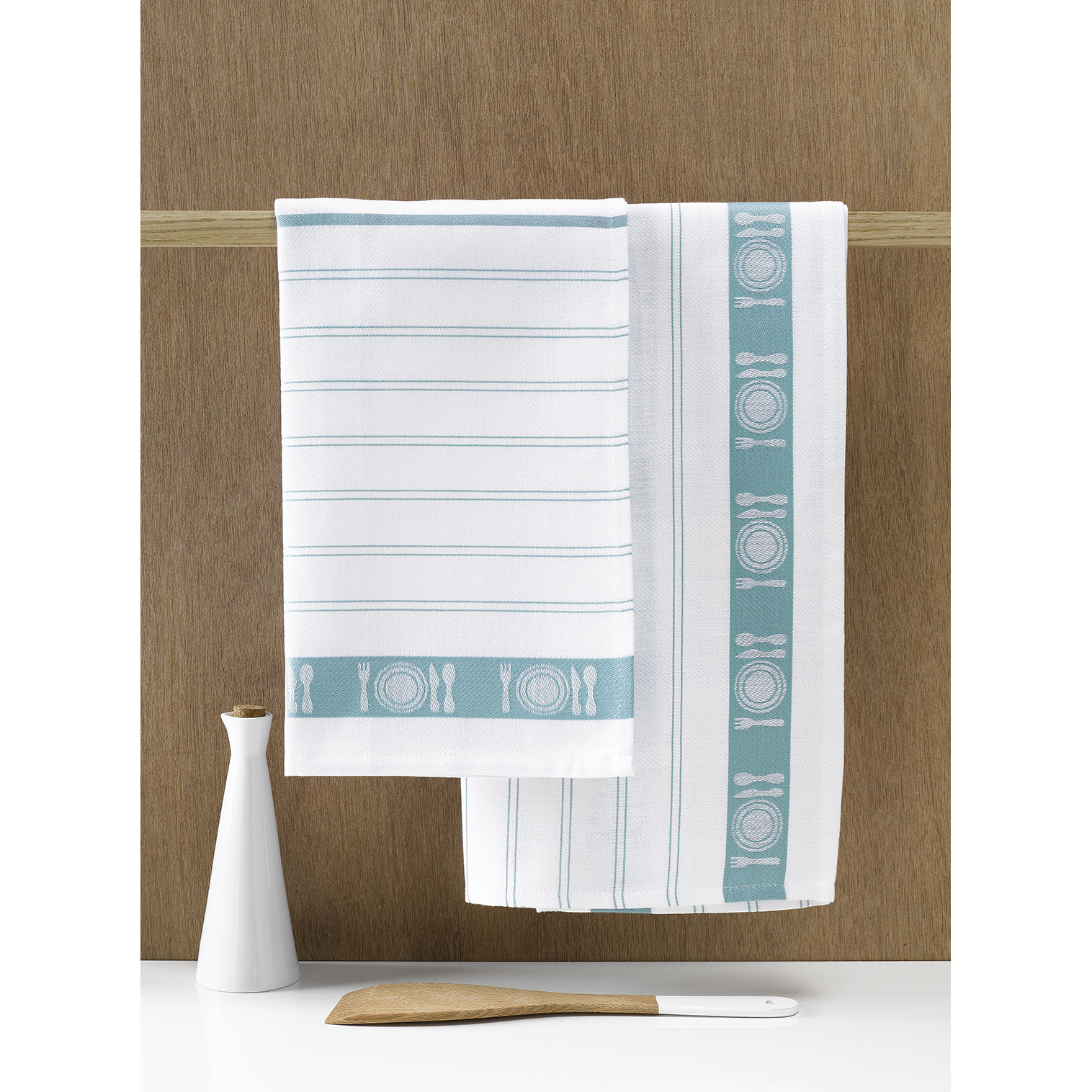 De Witte Lietaer Tea towel BML, Aqua - 3 pieces - 65 x 65 cm - Cotton