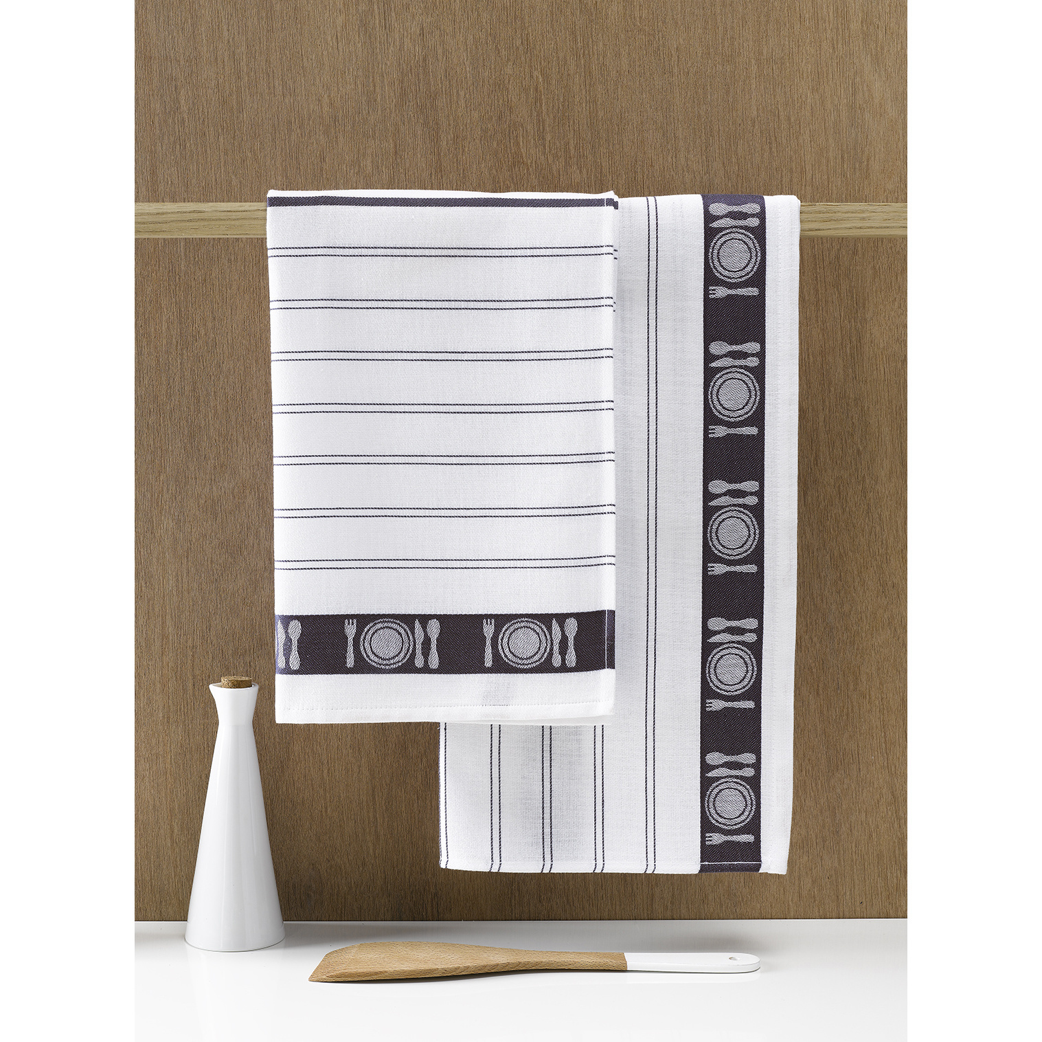 De Witte Lietaer Tea towel BML, Black - 3 pieces - 65 x 65 cm - Cotton