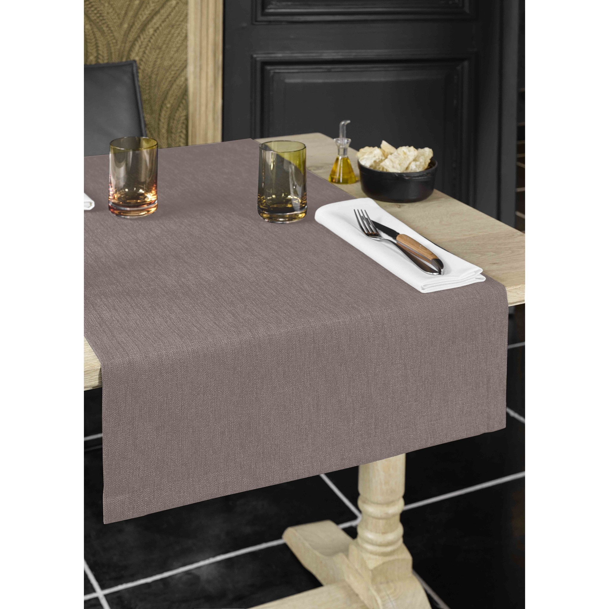 De Witte Lietaer Table runner, Gibson Taupe - 50 x 145 cm - 100% Polyester