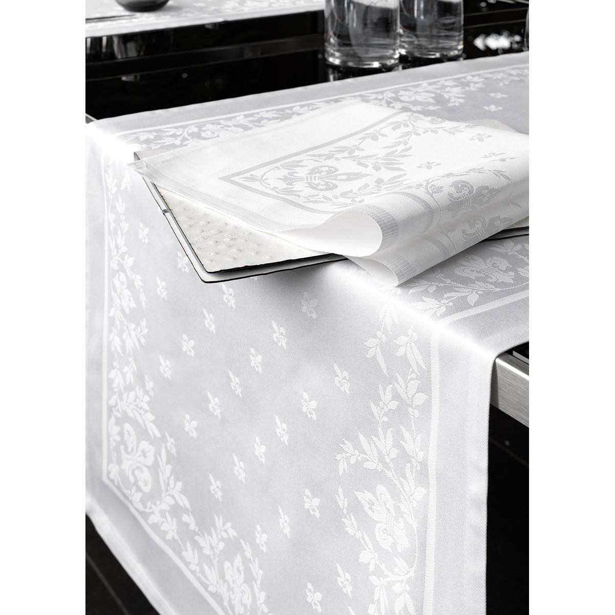 De Witte Lietaer Servetten, Lilium Wit (4 st.) - 51 x 51 cm - 100% Damast Katoen