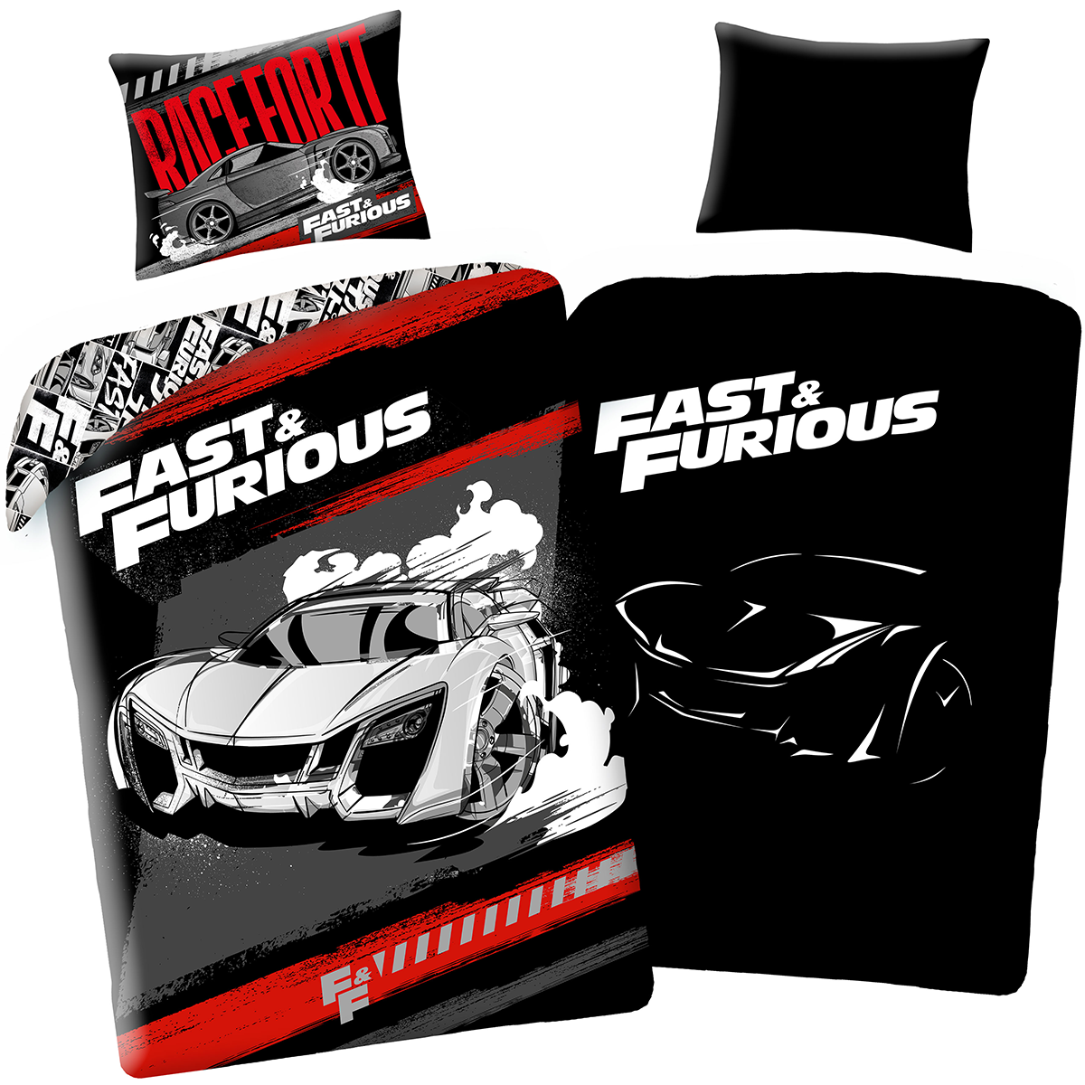 The Fast and the Furious Duvet cover Race - Glow in the Dark - 140 x 200 + 70 x 90 cm - Cotton