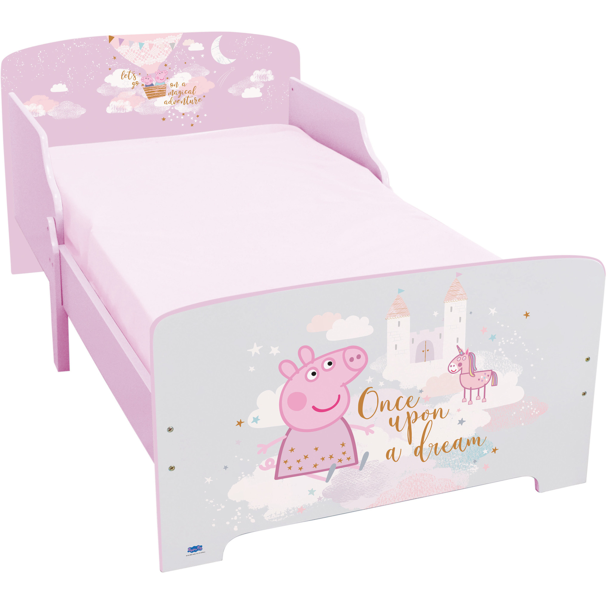 Peppa Pig Toddler Bed, Princess - 70 x 140cm - Multi - Including slatted base