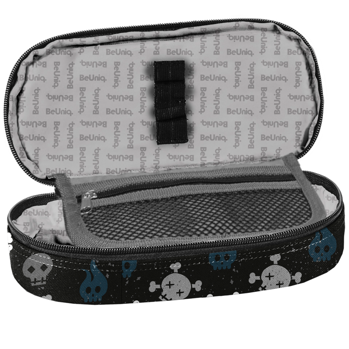 BeUniq Pencil case, Skull - 23 x 10 x 5 cm - Polyester