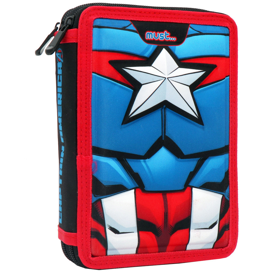 Marvel Avengers Filled Pencil Case, Captain America - 21 x 15 x 5 cm - 31 pcs. - Polyester