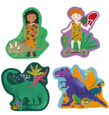 Floss & Rock 4 x Puzzle, Dino - 3, 4, 6 and 8 pieces - 15 x 11 cm