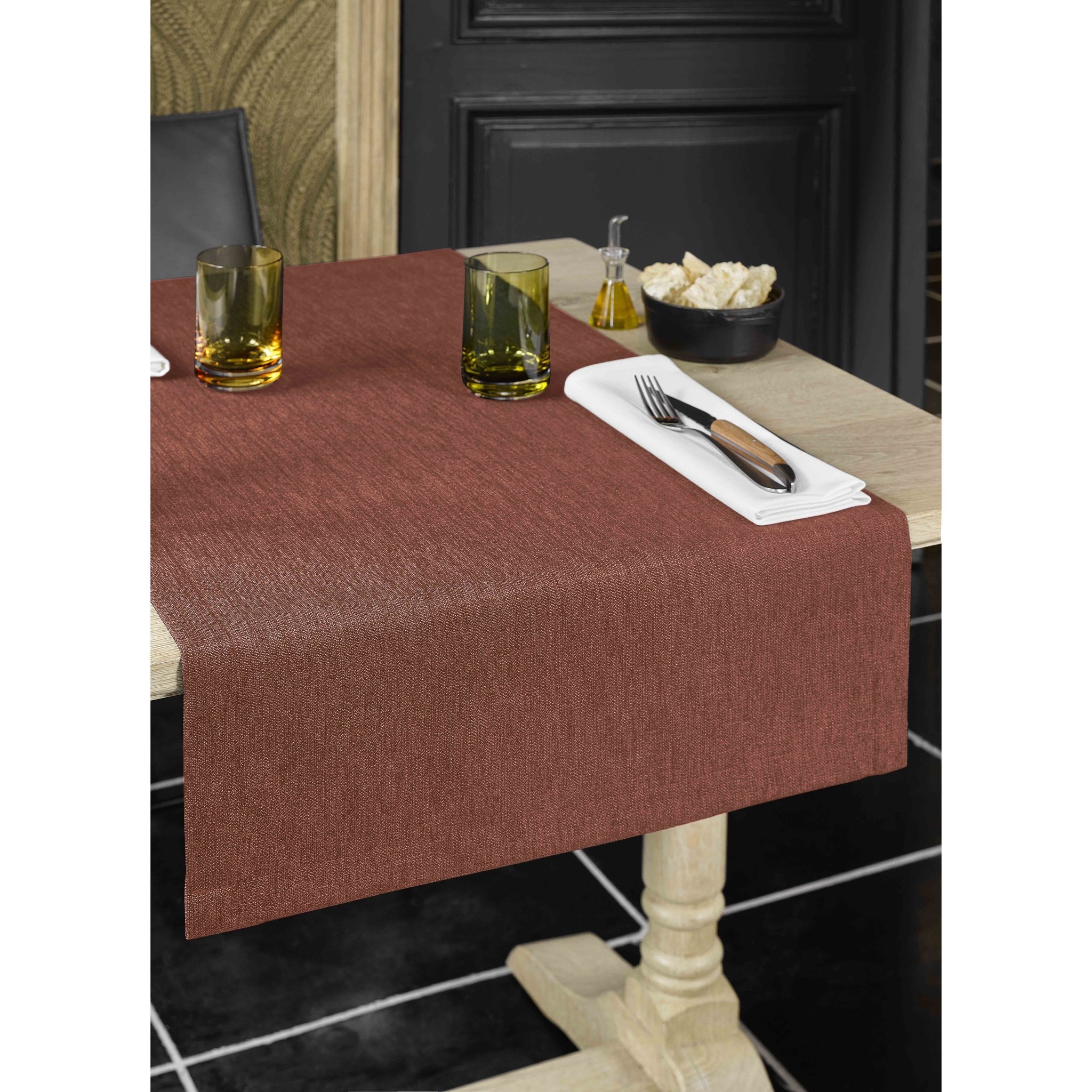 De Witte Lietaer Tablecloth, Gibson Terracotta - 145 x 310 cm - 100% Polyester