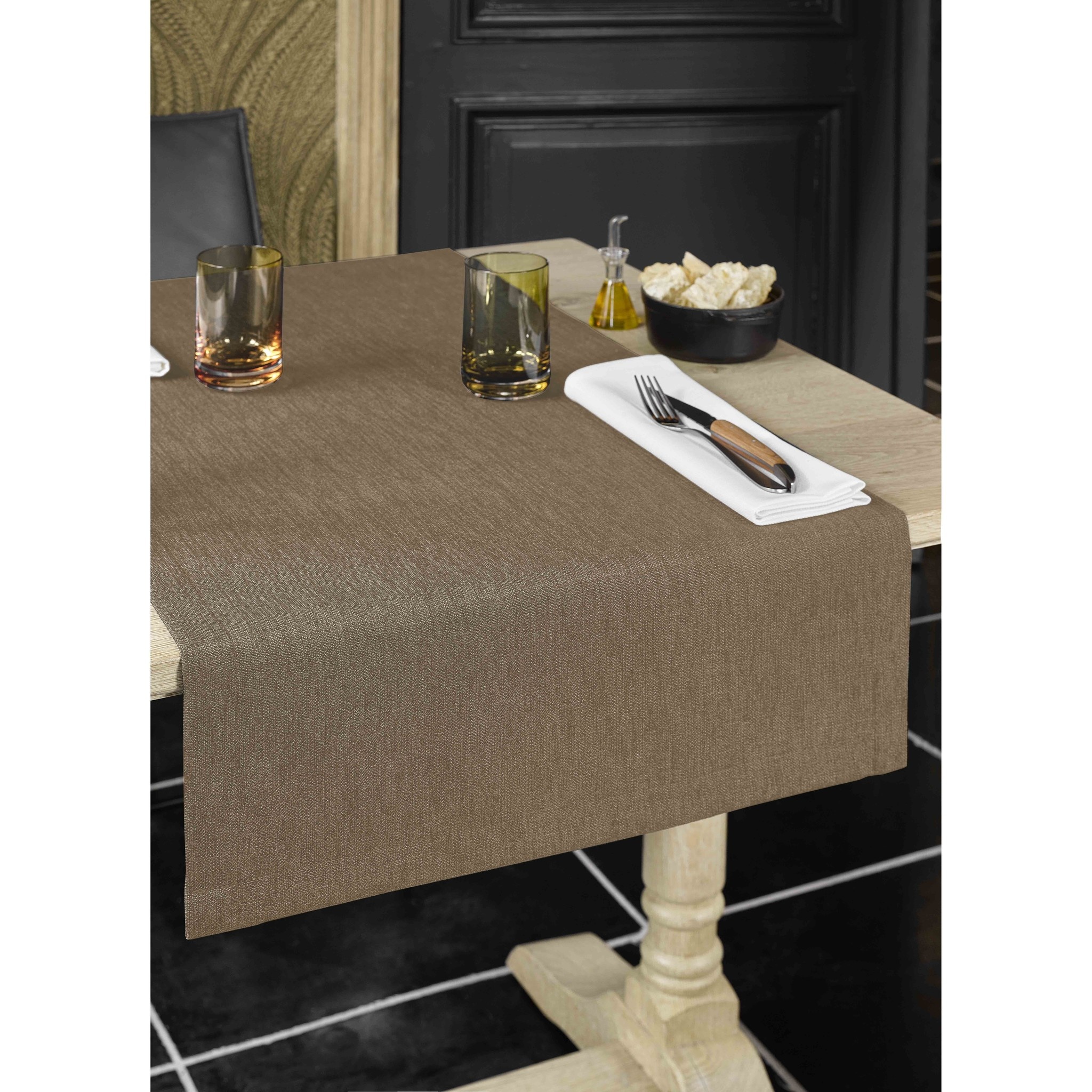 De Witte Lietaer Tablecloth Round, Walnut - Ø 170 cm - 100% Polyester