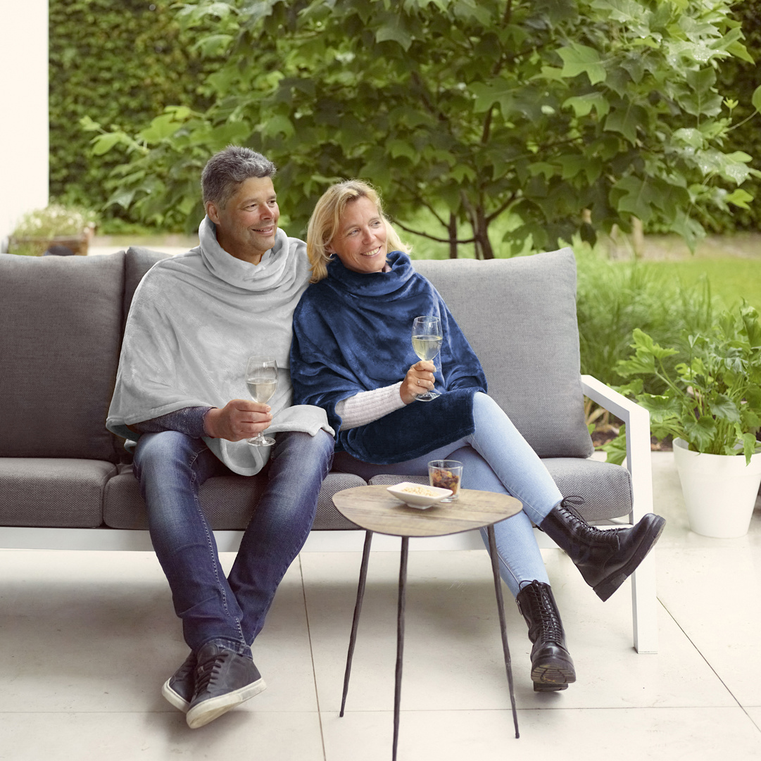 Moodit Poncho Fleece, Light Blue - 80 x 80 cm - Polyester