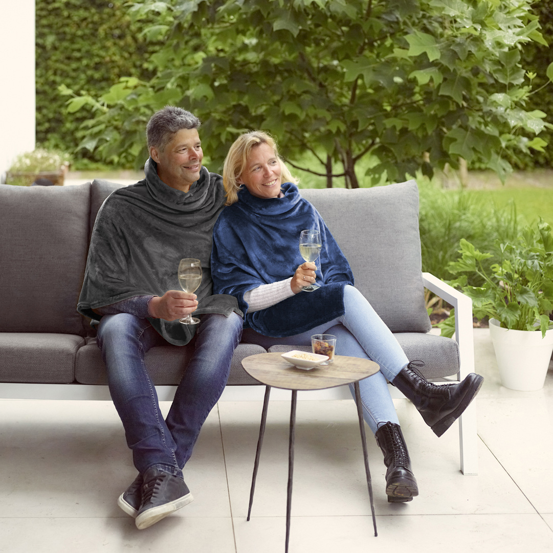 Moodit Poncho Fleece, Zwart - 80 x 80 cm - Polyester