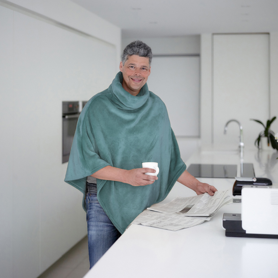 Moodit Poncho Fleece, Donker Grijs - 80 x 80 cm - Polyester