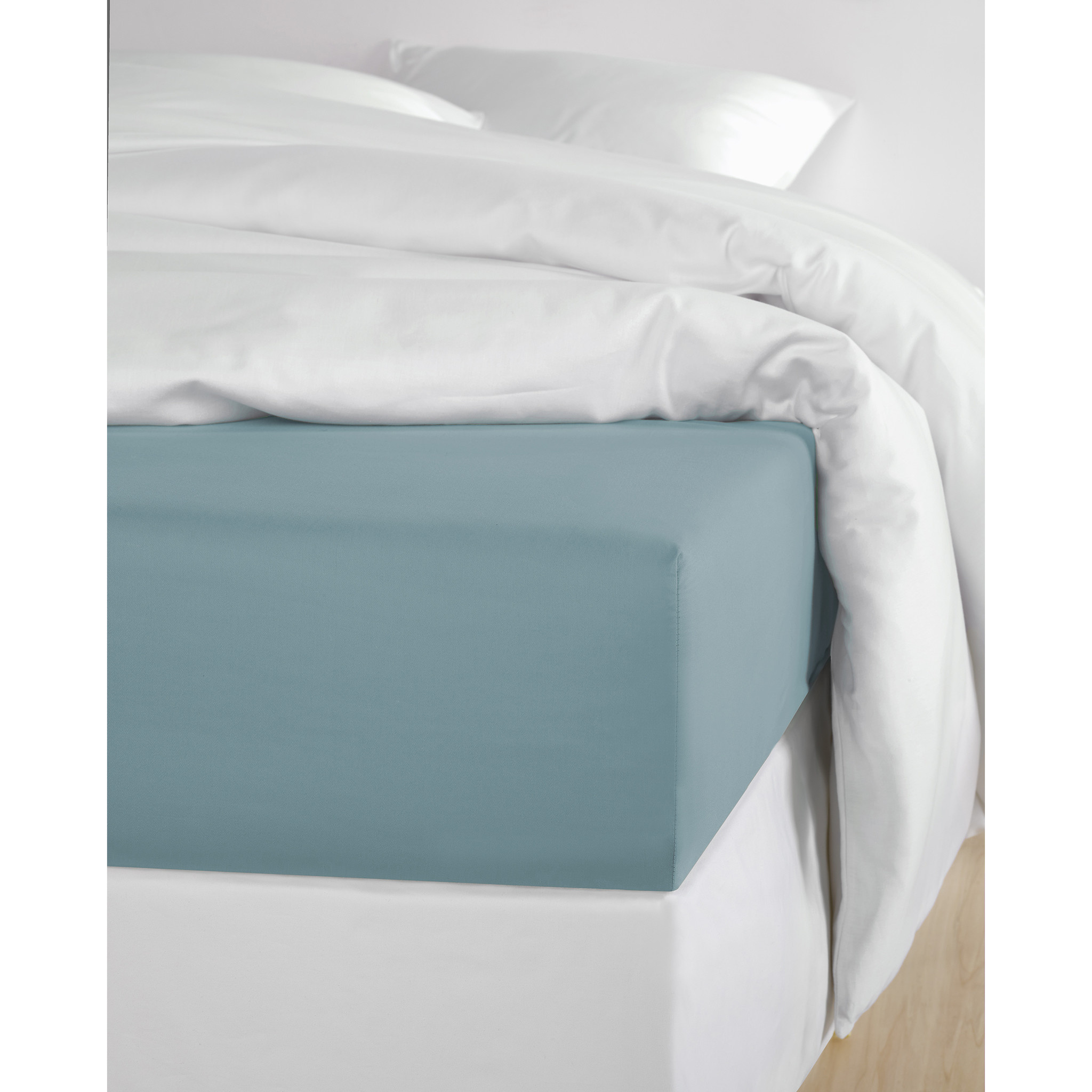 De Witte Lietaer Fitted sheet Cotton Satin Olivia - 180 x 200 cm - Arctic