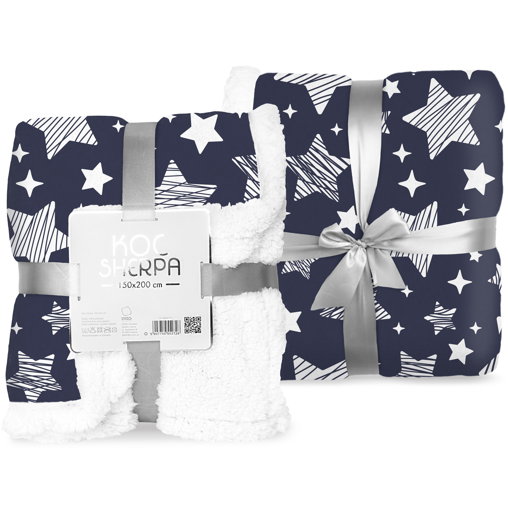 Faro Sherpa Fleece Blanket, Star - 150 x 200 cm - Polyester