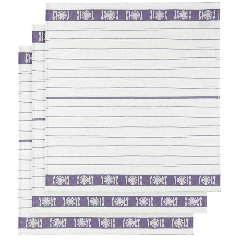 De Witte Lietaer Tea towel BML, Lipstick Lavender - 3 pieces - 65 x 65 cm - Cotton