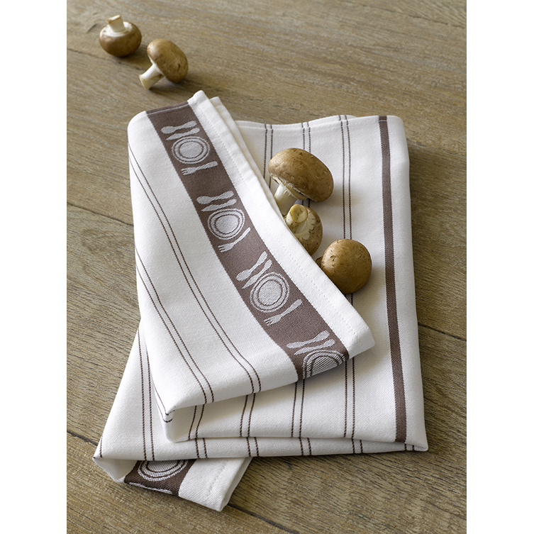 De Witte Lietaer Theedoek BML, Champignon- 3 stuks - 65 x 65 cm - Katoen