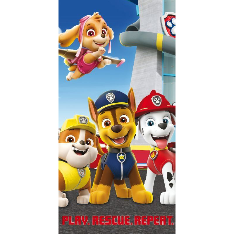 Paw Patrol Beach Towel, Play. Rescue. Repeat. - 70 x 140 cm - Cotton