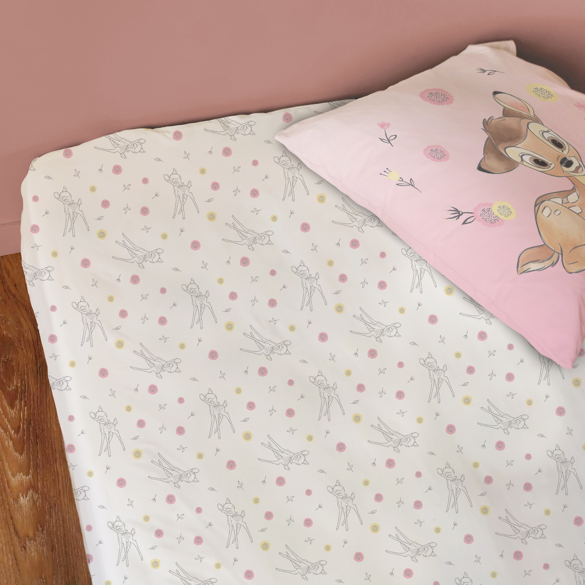 Disney Bambi Fitted sheet Flower - Single - 90 x 190/200 cm - Cotton