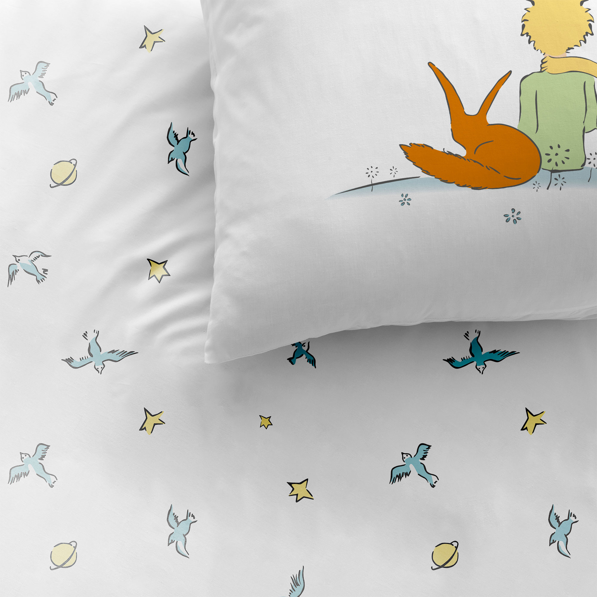 Le Petit Prince Fitted sheet Birds - Single - 90 x 190/200 cm - Cotton