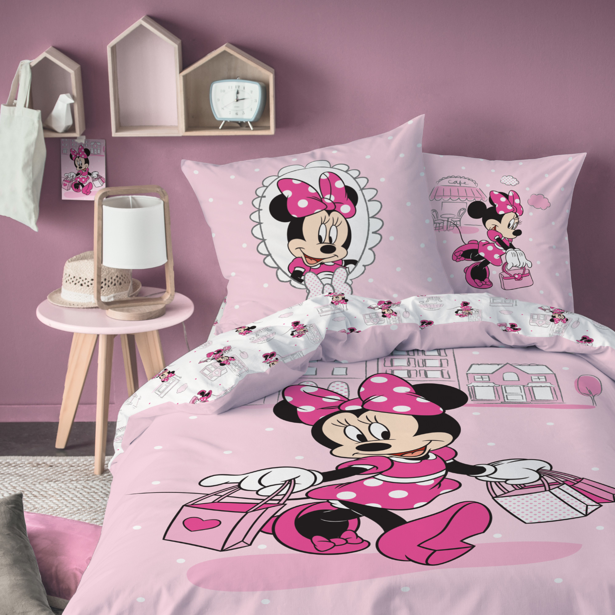 Disney Minnie Mouse Dekbedovertrek Shopping - Eenpersoons - 140 x 200 cm - Katoen